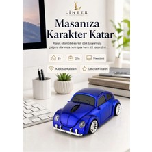 Klasik Mavi Beetle Vosvos Tasarımlı 2.4g Kablosuz Mouse USB Alıcılı Kırmızı Araba Şeklinde Optik Mouse