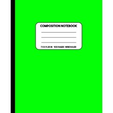 Zemira Composition Notebook: Lime Green Composition Wide Ruled For School, Notes Or Journaling, 7