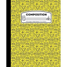 Zemira Composition: Wide Ruled Writing Notebook, Yellow Video Game Controller Outline Pattern Marbled Blan