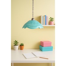 Store Turkuaz Akrilik Avize Soft Modern Aydınlatma 35X35X12 cm