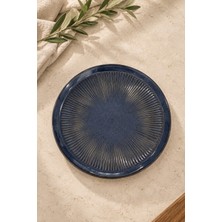 Casa Lusso 6'lı Porselen Servis Tabağı 26,5 cm Lacivert Gold Detaylı Dekoratif Yemek Pasta Sunum Tabağı