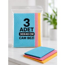 Store 3 Adet Mikrofiber Cam Bezi 30X40 Temizlik Bezi