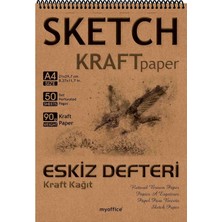 Store Etika Kraft Eskiz Defteri A4-90 gr Doğal Kağıt, Spiralli, 50 Yaprak Sketchbook