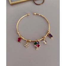 Laris Accessories Renkli Yonca Charmlı Gold Ithal Seri Bileklik