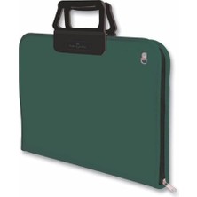 Store Proje Çantası Koyu Yeşil, 38X55 Cm, Askılı Taşıma, Kalemlikli, Sert Kapaklı, El Yormayan Ergonomik Kulp
