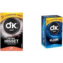 Zemira Okey Ultra Hisset Çok Ince Formlu Ekonomik Paket Prezervatif (1 x 20 Adet) + Okey Klasik Kolay Takı