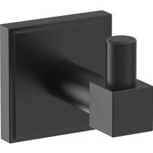 Store Mat Siyah Tek Bornoz Kancası, 4,8 cm Uzunluk, Banyo Aksesuarı, BH36070MB