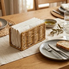 Store Deinhaus Hasır Örgü Peçetelik, Doğal Renk, Rattan, 14X5X8 Cm, Rustik Stil, Yemek Masası Için