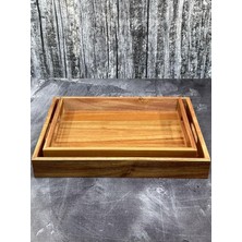 Store Küçük Boy Akasya Lüx Çay Kahve Servis Sunum Tepsisi Servis 35 * 25CM