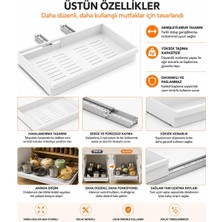 Store Teleskopik Dolap Içi Düzenleyici, Büyüyüp Küçülebilir Raylı Dolap Organizeri, Ayarlanabilir Sürgülü Mutfak Rafı, Tencere Tava Lavabo Altı Kiler Organizer, Yapıştırılabilir 32-64 cm Beyaz