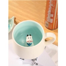 Store Mukko Home 3D Porselen Kupa – Sevimli Hayvan Biblolu, 350 ml Şık ve Eğlenceli Sürpriz Kupa,mavi