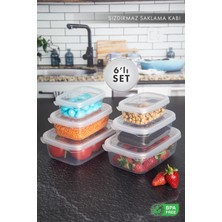 Store Un 6 Lı Set Nare Dikdörtgen Sızdırmaz Hava Almaz Erzak Saklama Kabı Şeffaf