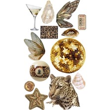 Store Golden Girl Leopar Temalı Laptop Tablet Telefon Ajanda Bullet Journal Sticker-Suya Dayanıklı Etiket