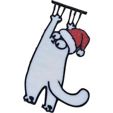 Store 3D Baskı Kırmızı Noel Şapkalı Beyaz Tırmanan Kedi Kitap Ayracı - 7 Adet