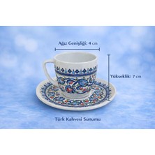 Store Türk Kahvesi Fincanı ve Tabak Seti,seramik Çift Parça Kahve Takımı,el Işi Iznik Desenli,geleneksel Çini Motifli Dekoratif Sunum Fincanı,misafir Sunumları ve Hediye Seçenekleri Için Özel Tasarım