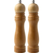 Store Bambu Gövdeli Komple Ahşap Tuz Karabiber Değirmeni Baharat Öğütücüsü Orta Boy 21 cm 2 Adet