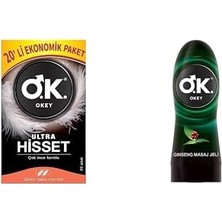 Zemira Okey Ultra Hisset Çok Ince Formlu Ekonomik Paket Prezervatif (1 x 20 Adet) + Okey Ginseng Kayganlaş