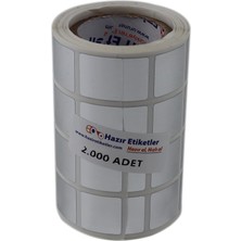Store Pp Metalize Baskısız Etiket, 20MM x 20MM Yan Yana 4 Lü Ruloda 2000 Adet Rulo Etiket, Rulonun Kuka Çapı 40MM'DIR.