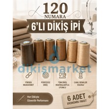 dm dikişmarket 120 No 6’lı Dikiş İpi Seti – Her Dikişte Güçlü ve Pürüzsüz Dikiş Kahve Tonları