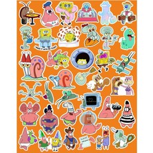 Store Sünger Bob Kare Şort Seri 3 Sticker Telefon Laptop Notebook Tablet Defter Matara Stiker Etiket