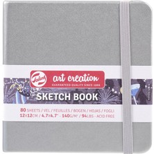 Store Eskiz Defteri, 80 Yaprak, 12 x 12 Cm, Parlak Gümüş