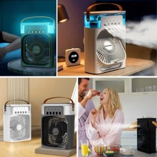 Store Taşınabilir 3 Farklı Mod Ayarlı 7 Farklı LED Işıklı Sulu Soğutmalı Taşınabilir Masaüstü USB Fan Vantilatör