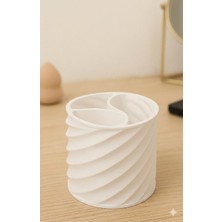 Store Üç Bölmeli Masa Üstü Organizer || Makyaj Organizeri || Makyaj Kutusu || Yüksek Kalite 3D Baskı || Çevre Dostu Pla Hammadde (Beyaz)