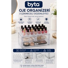 Büyük Boy Şeffaf 3 Çekmeceli Oje Organizeri Xl – Çok Bölmeli Oje, Kozmetik ve Takı Düzenleyici