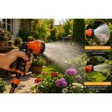 Store 8 Fonksiyonlu Sulama Tabancası Seti – Bahçe Sulama ve Araç Yıkama Için Hortum Başlığı, 3 Bağlantı Aparatı Dahil, Ergonomik Tetikli