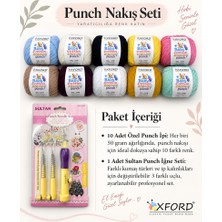 Oxford İplik Punch Nakış Seti 10 Farklı Renk Iplik ve Punch Iğne Seti 01