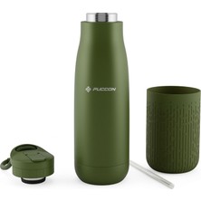 Store Pipetli 500 ml Haki Paslanmaz Çelik Matara/suluk - Silikon Gövde (Yağmur) - 50017