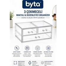 3 Çekmeceli Şeffaf Makyaj Organizeri – Kozmetik, Takı ve Aksesuar Için Çok Amaçlı Düzenleyici Kutu