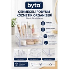 Çekmeceli Şeffaf Akrilik Makyaj ve Kozmetik Organizeri – Çok Bölmeli Masaüstü Saklama ve Düzenleme Kutusu