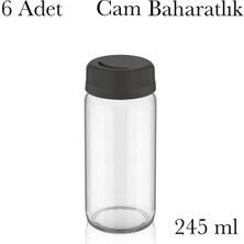 Store Cam Baharatlık Seti 245 Ml, Siyah Kapaklı, 6 Adet