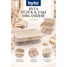 Yüzük ve Küpe Organizeri 2 Katlı Şeffaf Kolye Küpe Takı Kutusu Bölmeli Düzenleyici 14X6X18,5 cm