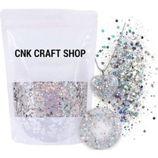 Store Chunky Glitter Holografik Yansımalı, Gümüş Renk, Epoksi Reçine Sanatı Için 5gr