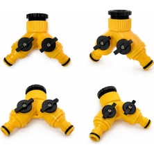 Store Çift Çıkışlı Vanalı Musluk Adaptörü, 1/2 ve 3/4 Uyumlu, Sarı, DMX4279