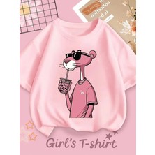Genosha Pink Panther Baskılı Çocuk Tshirt Tişört 100% Pamuk