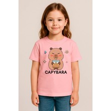 Genosha Capybara Baskılı Çocuk Tshirt Tişört 100% Pamuk