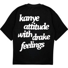 Genosha Drake Feelings Baskılı Oversize Tshirt Tişört 100% Pamuk
