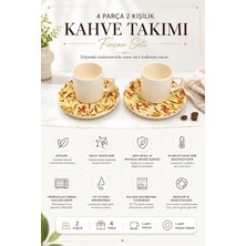 Store Kahve Fincan Takımı, Floral Desenli 4 Parça 2 Kişilik Seramik, Seramik Kahve Takımı, 4 Parça Kahve Seti, Şık Desenli Seramik Türk Kahvesi Fincan Seti, Premium Seramik Kahve Seti, Modern Kahve Seti