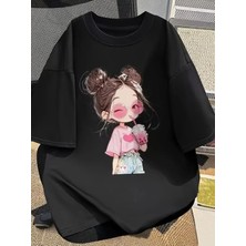 Genosha Sevimli Kız Baskılı Çocuk Tshirt Tişört 100% Pamuk