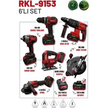 Retools RKL-9153 21V 6'lı Şarjlı Profesyonel Set – Kırıcı Delici, Somun Sıkma, Vidalama, Daire Testere, Dekupaj, Spiral