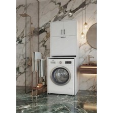 Dzgn Home Merlin Kirli Çamaşır Sepetli Çamaşır Makinesi Dolabı Beyaz