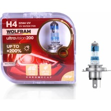 H4 Ampul Ultra Vision +%200 Fazla +%20 Beyaz Işık 12V 60/55W - Wolfram 22144 Uv