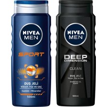 Zemira Nivea Men Deep Dimension Duş Jeli 500 Ml, 3'ü 1 Arada Komple Bakım, Vücut, Saç Yüz Için, Çekici