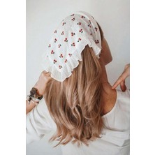 Zemira Katia & Bony Kiraz Desenli Taç Şeklinde Bandana, Standart, 22505G2179, Beyaz