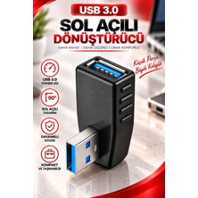 USB 3.0 90 Derece Sol Açılı Dirsek Dönüştürücü Adaptör Yüksek Hızlı Veri Aktarım