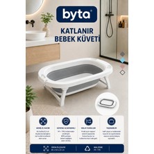 Katlanabilir Bebek Küveti Gri-Beyaz Portatif Bebek Banyo Küveti