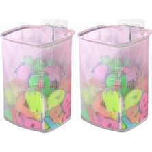 Happy Trend 2 Paket Banyo Oyuncak Depolama Düzenleyici, Asılı Örgü Küvet Oyuncak Tutucu Sepet, Yapışkan Kancalı Sepet, Çocuklar Için Duş Caddy Banyo Araba Oyuncak (Mavi ve Pembe)